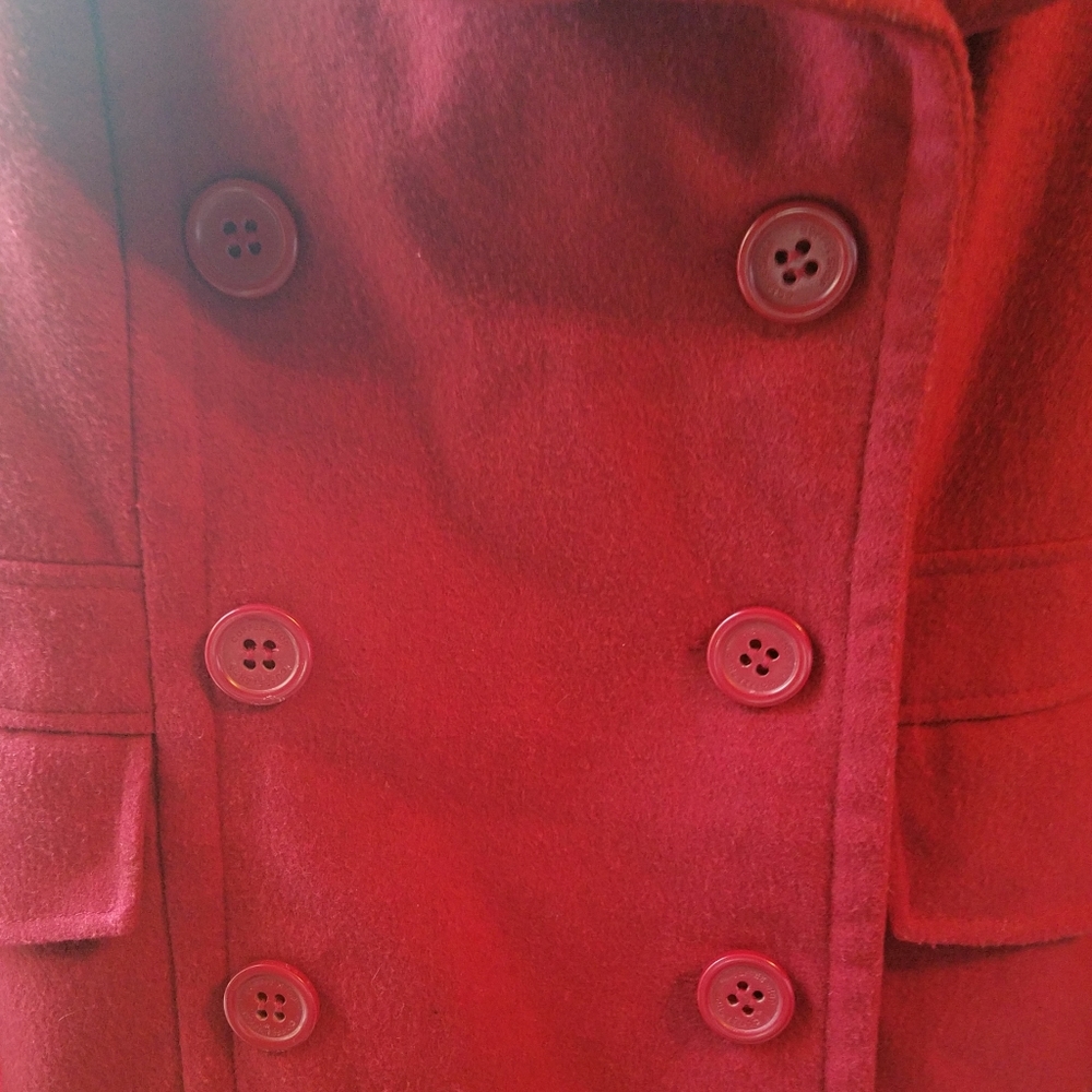 ❤CoffeeShop Red Double Breasted Pea Coat 🧥 - Picture 3 of 8